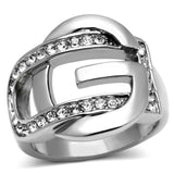 TK634 - Stainless Steel Ring High polished (no plating) Women Top Grade Crystal Clear