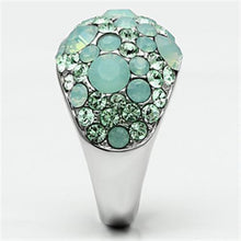 TK641 - Stainless Steel Ring High polished (no plating) Women Top Grade Crystal Multi Color