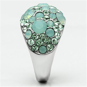 TK641 - Stainless Steel Ring High polished (no plating) Women Top Grade Crystal Multi Color