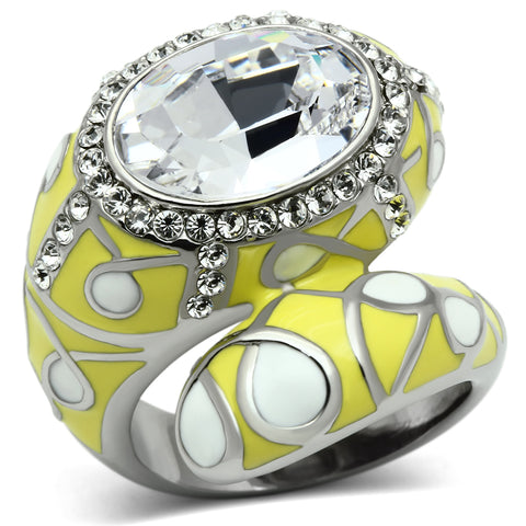 TK643 - Stainless Steel Ring High polished (no plating) Women Top Grade Crystal Clear