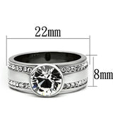 TK646 - Stainless Steel Ring High polished (no plating) Women Top Grade Crystal Clear