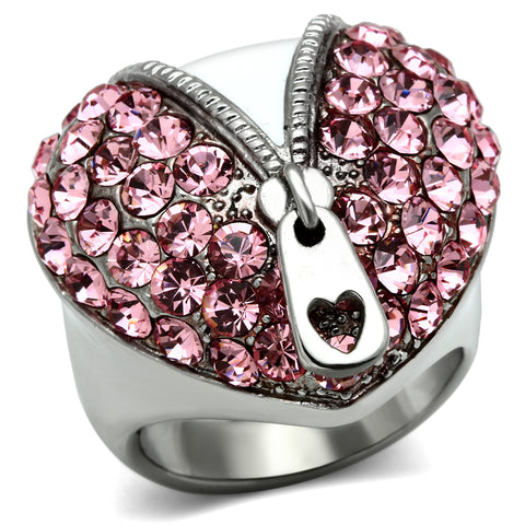TK652 - Stainless Steel Ring High polished (no plating) Women Top Grade Crystal Rose