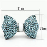 TK653 - Stainless Steel Ring High polished (no plating) Women Top Grade Crystal Sea Blue