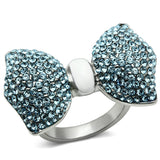 TK653 - Stainless Steel Ring High polished (no plating) Women Top Grade Crystal Sea Blue