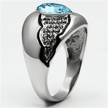 TK659 - Stainless Steel Ring High polished (no plating) Women Top Grade Crystal Sea Blue