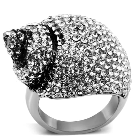 TK661 - Stainless Steel Ring High polished (no plating) Women Top Grade Crystal Clear