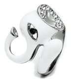 TK663 - Stainless Steel Ring High polished (no plating) Women Top Grade Crystal Jet