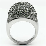 TK668 - Stainless Steel Ring High polished (no plating) Women Top Grade Crystal Black Diamond