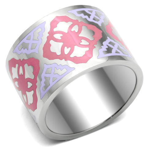 TK676 - Stainless Steel Ring High polished (no plating) Women Epoxy Multi Color