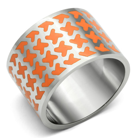 TK679 - Stainless Steel Ring High polished (no plating) Women Epoxy Orange