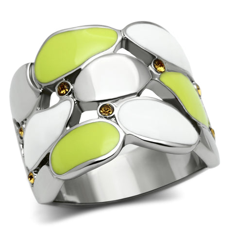 TK693 - Stainless Steel Ring High polished (no plating) Women Top Grade Crystal Topaz