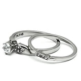 TK694 - Stainless Steel Ring High polished (no plating) Women AAA Grade CZ Clear