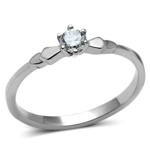 TK697 - Stainless Steel Ring High polished (no plating) Women AAA Grade CZ Clear