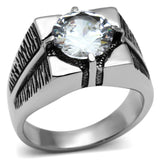 TK701 - Stainless Steel Ring High polished (no plating) Men AAA Grade CZ Clear