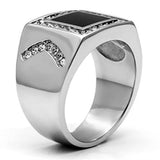 TK702 - Stainless Steel Ring High polished (no plating) Men Top Grade Crystal Clear