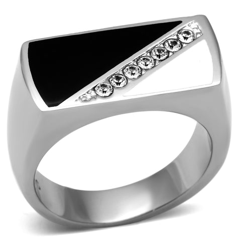 TK704 - Stainless Steel Ring High polished (no plating) Men Top Grade Crystal Clear