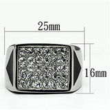 TK707 - Stainless Steel Ring High polished (no plating) Men Top Grade Crystal Clear