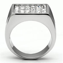 TK707 - Stainless Steel Ring High polished (no plating) Men Top Grade Crystal Clear