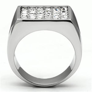 TK707 - Stainless Steel Ring High polished (no plating) Men Top Grade Crystal Clear
