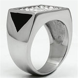 TK707 - Stainless Steel Ring High polished (no plating) Men Top Grade Crystal Clear