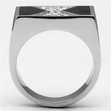 TK708 - Stainless Steel Ring High polished (no plating) Men Top Grade Crystal Clear