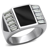 TK712 - Stainless Steel Ring High polished (no plating) Men Top Grade Crystal Clear