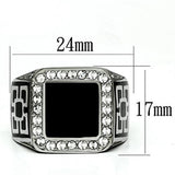 TK713 - Stainless Steel Ring High polished (no plating) Men Top Grade Crystal Clear