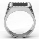 TK713 - High polished (no plating) Stainless Steel Ring with Top Grade Crystal  in Clear