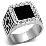 TK713 - Stainless Steel Ring High polished (no plating) Men Top Grade Crystal Clear