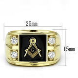 TK719 - Stainless Steel Ring IP Gold(Ion Plating) Men AAA Grade CZ Clear