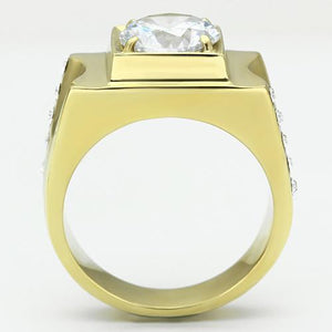 TK721 - Stainless Steel Ring IP Gold(Ion Plating) Men AAA Grade CZ Clear