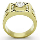 TK723 - Stainless Steel Ring IP Gold(Ion Plating) Men AAA Grade CZ Clear