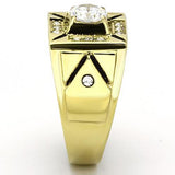 TK723 - Stainless Steel Ring IP Gold(Ion Plating) Men AAA Grade CZ Clear