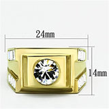 TK725 - Stainless Steel Ring IP Gold(Ion Plating) Men Top Grade Crystal Clear