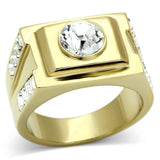 TK725 - Stainless Steel Ring IP Gold(Ion Plating) Men Top Grade Crystal Clear