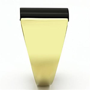 TK726 - Stainless Steel Ring IP Gold(Ion Plating) Men Semi-Precious Jet