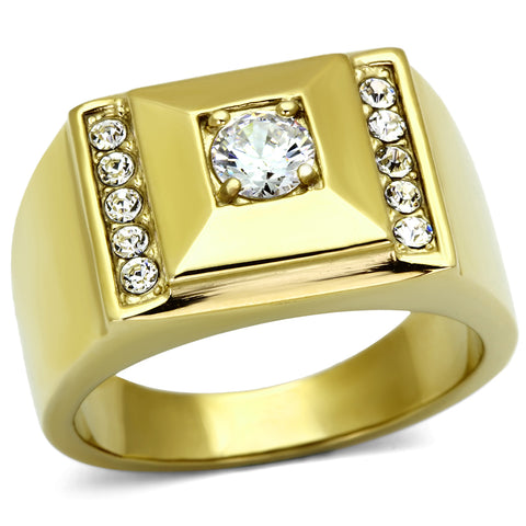 TK732 - Stainless Steel Ring IP Gold(Ion Plating) Men AAA Grade CZ Clear