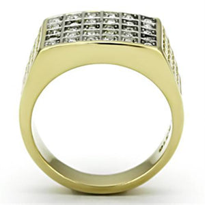 TK734 - Stainless Steel Ring Two-Tone IP Gold (Ion Plating) Men Top Grade Crystal Clear
