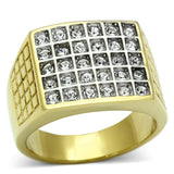 TK734 - Stainless Steel Ring Two-Tone IP Gold (Ion Plating) Men Top Grade Crystal Clear