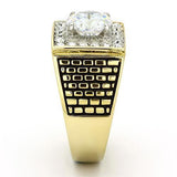 TK735 - Stainless Steel Ring Two-Tone IP Gold (Ion Plating) Men AAA Grade CZ Clear