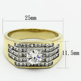 TK737 - Stainless Steel Ring Two-Tone IP Gold (Ion Plating) Men AAA Grade CZ Clear