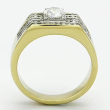 TK737 - Stainless Steel Ring Two-Tone IP Gold (Ion Plating) Men AAA Grade CZ Clear