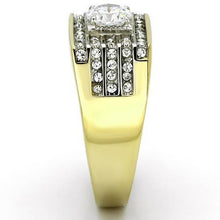 TK737 - Stainless Steel Ring Two-Tone IP Gold (Ion Plating) Men AAA Grade CZ Clear