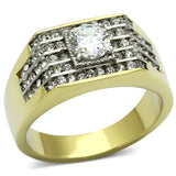 TK737 - Stainless Steel Ring Two-Tone IP Gold (Ion Plating) Men AAA Grade CZ Clear