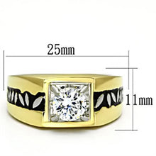 TK739 - Stainless Steel Ring Two-Tone IP Gold (Ion Plating) Men AAA Grade CZ Clear