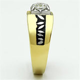 TK739 - Stainless Steel Ring Two-Tone IP Gold (Ion Plating) Men AAA Grade CZ Clear