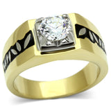 TK739 - Stainless Steel Ring Two-Tone IP Gold (Ion Plating) Men AAA Grade CZ Clear
