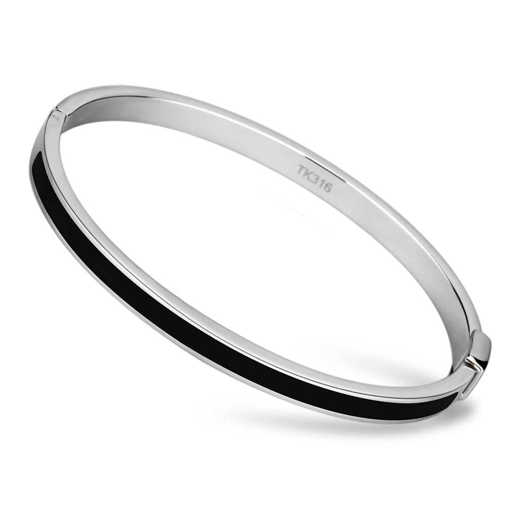 TK741 - Stainless Steel Bangle High polished (no plating) Women Epoxy Jet