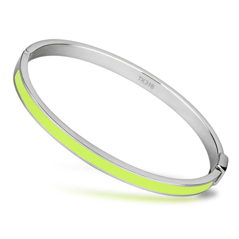 TK746 - Stainless Steel Bangle High polished (no plating) Women Epoxy Apple Green color