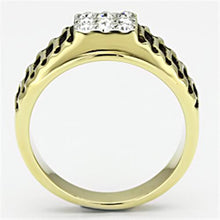 TK753 - Stainless Steel Ring Two-Tone IP Gold (Ion Plating) Men Top Grade Crystal Clear